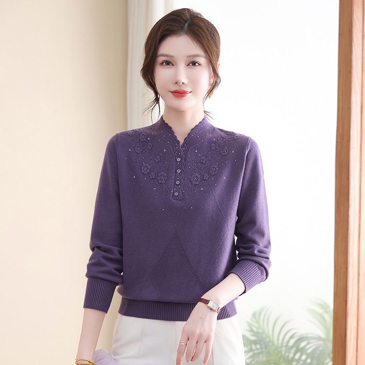 

2025 Winter Wool Knitwear: Women s Commuting Style with Embroidered Solid Color, Half-High Neck XXXL