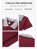 Children's Long-Sleeve White Cotton Polo Shirt for Elementary School Boys and Girls