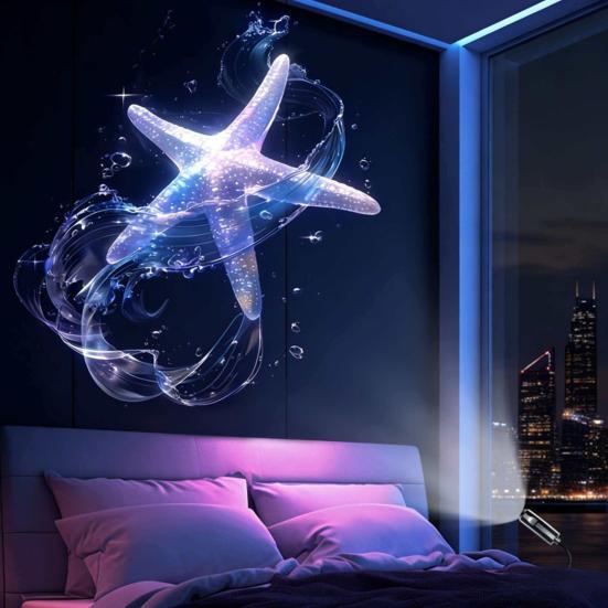 Star Projector Lamp 2-in-1 Night Light with Auto Motion Dawn Sensor Vibrant Aurora Northern