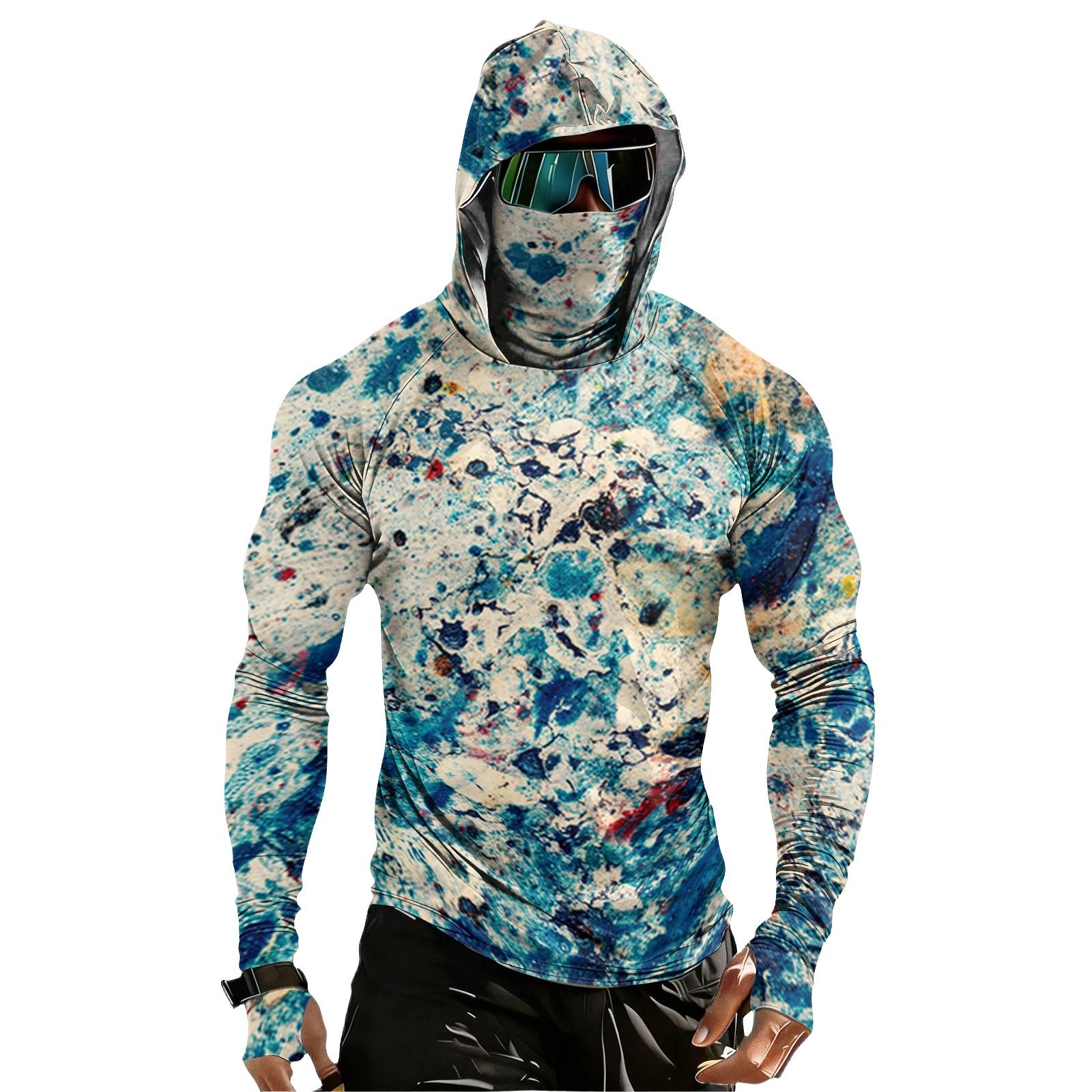 Men s Casual Drop-Shoulder Hooded Long-Sleeve Shirt L