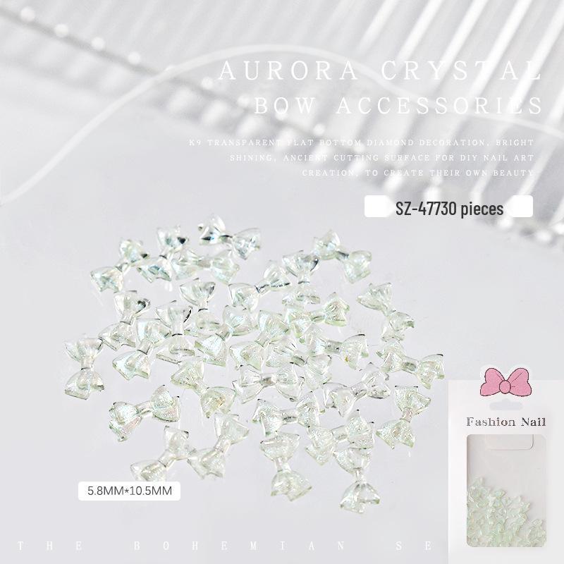 

Aurora Iridescent 3D Resin Crystal Bow Nail Art Decorations - 30 Pieces