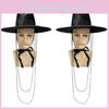 Traditional Korean Style Flat Top Hat With Pearl Chain For Cultural Performances And Themed Parties