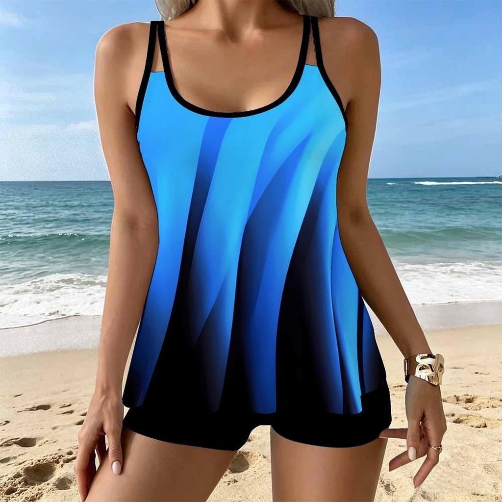 Women's Swimwear Tankini 2 Piece Swimsuit Leisure Vacation  Print Vacation Bathing Suits