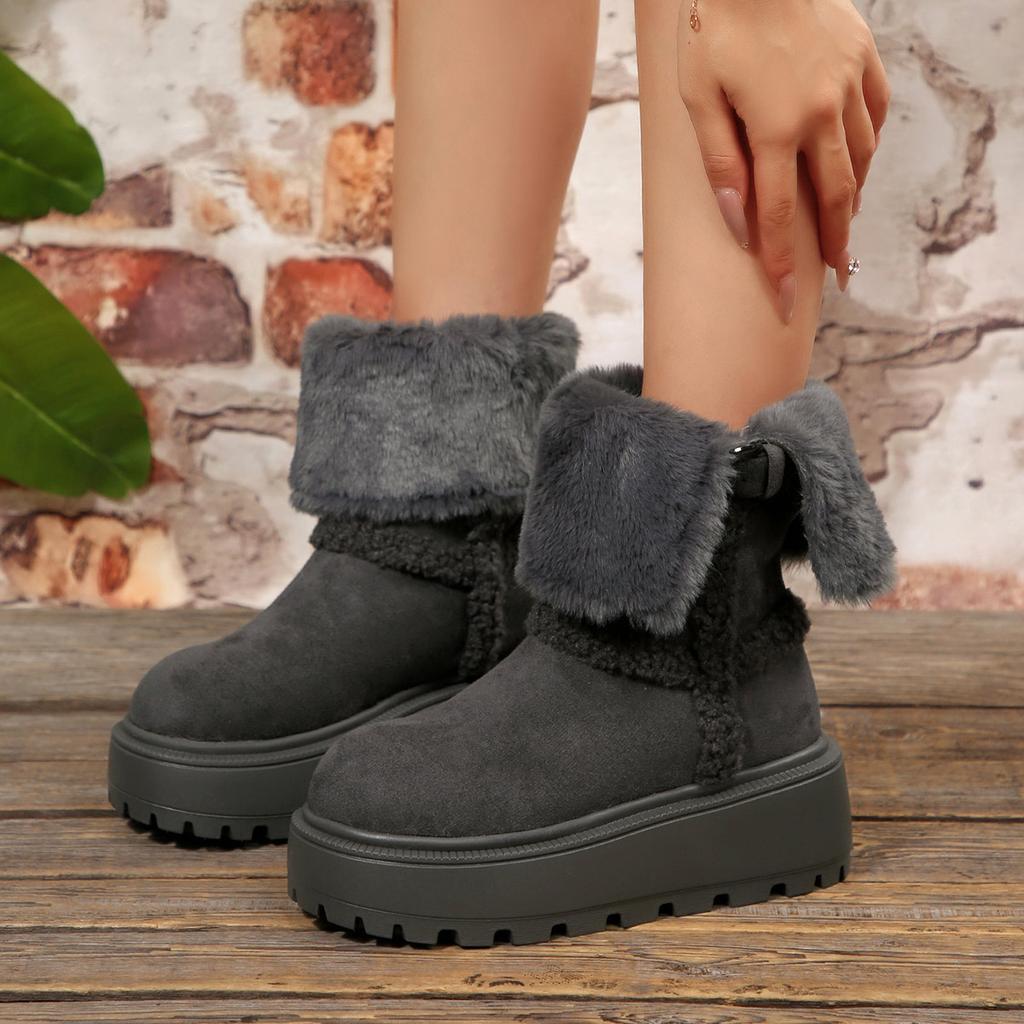 Thick-soled foldable snow boots 2025 new autumn and winter piled thick-soled warm short women's boots Northeast cotton boots