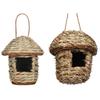 jijijing Grass Woven Bird House, Outdoor Rustic Birdhouse, Hanging Hummingbird Hut, Garden Roosting Pocket for Wrens Sparrows Finches Hummingbirds