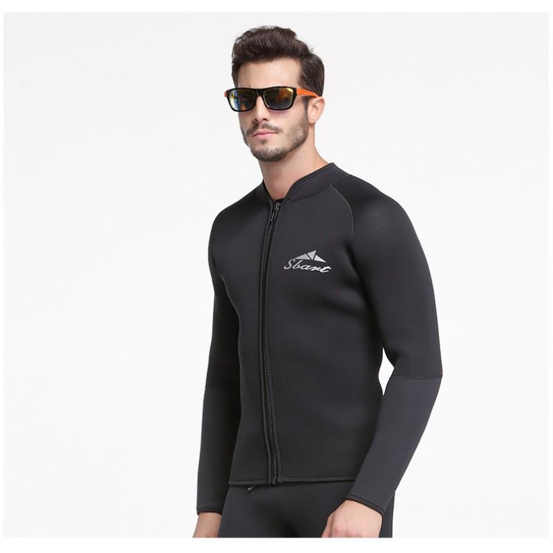 5mm Thick Wetsuit Diving Surfing Snorkeling Winter Swimming Mens Long Sleeve Pants Separated Rash Guard