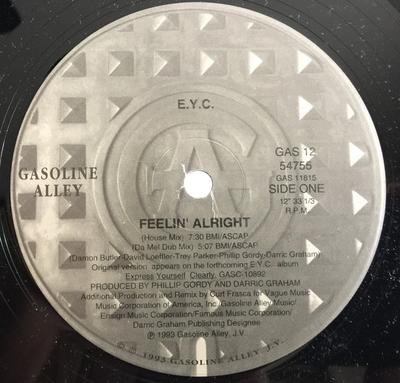12-tums skiva E.Y.C. - Feelin' Alright GAS1254755 Gasoline Alley  1993 USA Rap & Hip-Hop/R&B Begagnad