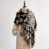 Women's Faux Cashmere Winter Fashion Scarf Vintage Floral Printed With Tassels Soft Warm Shawl Elegant Wrap For Winter Outfits