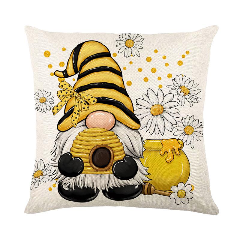 New Bee Day Throw Pillow Cover Polyester Printed Holiday Home Living Room Sofa Decorative Cushion Cover Cushion Cover