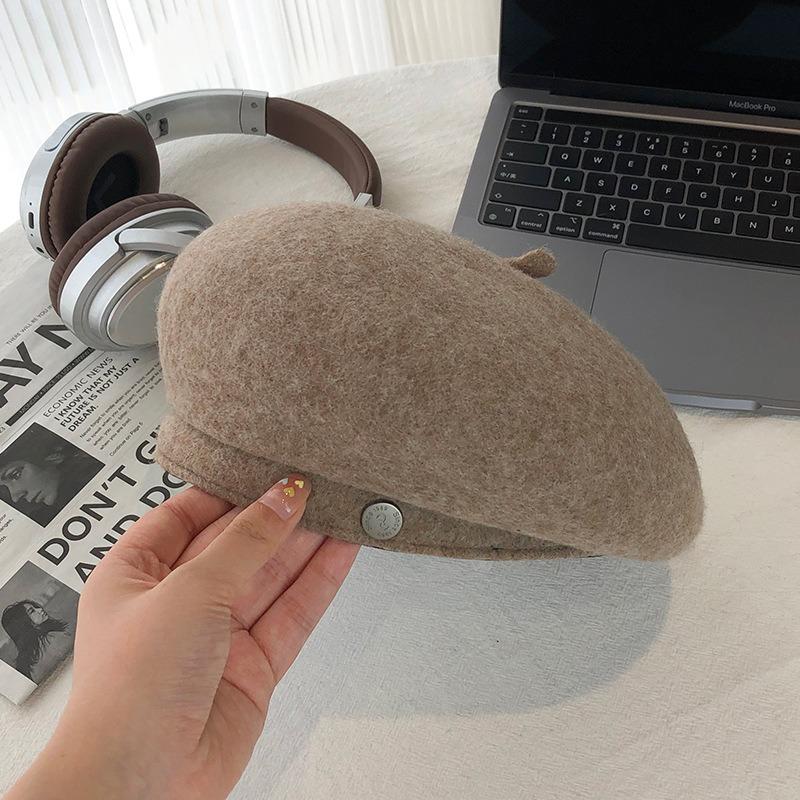 Australian wool beret, women's autumn and winter new high-end face-showing small Korean hat, temperament versatile painter hat