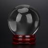 1PC 50MM Artificial Quartz Crystal Ball Transparent Sphere Home Decoration   Wooden Stand