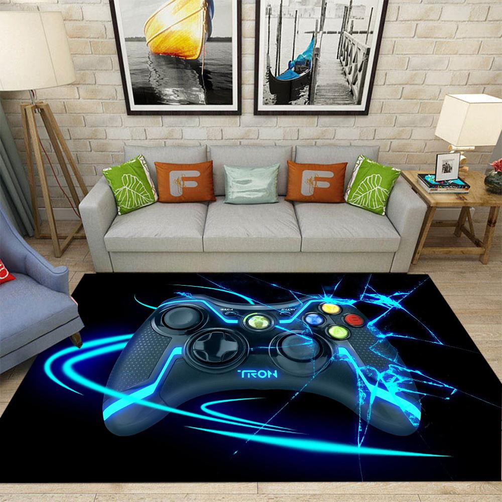 Flannel Printed Rug Gamer Controller Design Colorful Floor Mat Living Room Decor