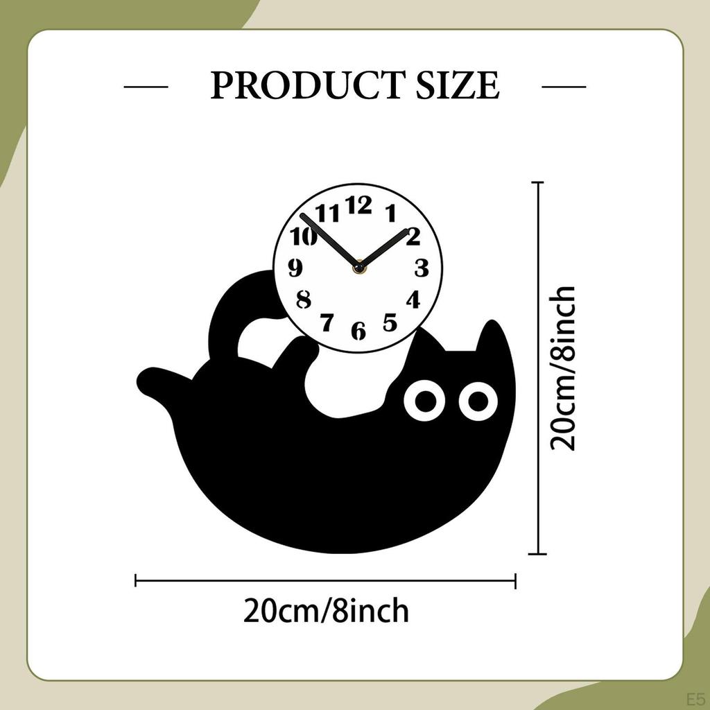 Acrylic Cat Design Silent Hanging Wall Clock Decorative Pendulum Ornament Suitable for Bedroom