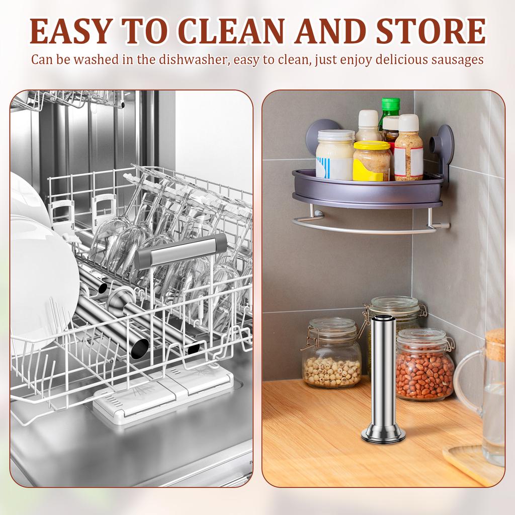 3Pcs Sausage Stuffer Tube Stainless Steel Sausage Filling Funnel with Retainer Ring Homemade Sausage Maker Tube for Meat Grinder