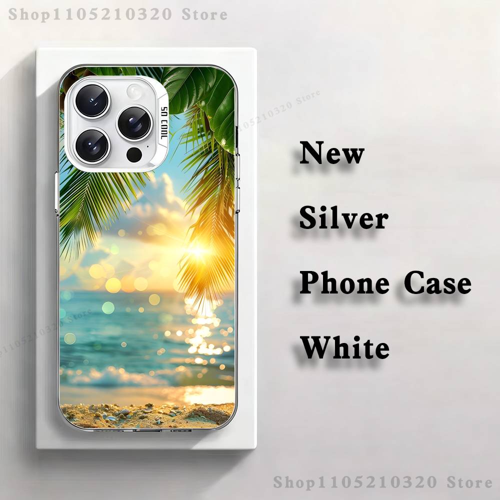 

palm leaves Phone Case For iPhone 17,16,15,14,13,12,11,Mini,Pro,E,MAX White Matte Silicone Whtie Cover iPhone14ProMax