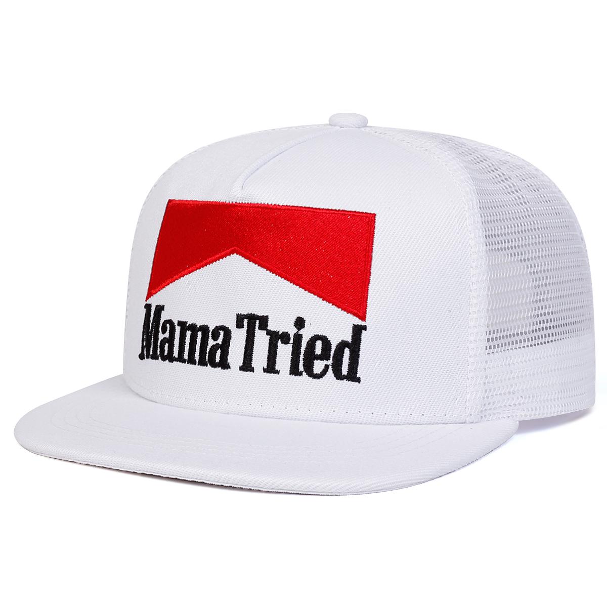 

Чоловіча кепка Hip Hop з вишивкою літер MAMA TRIED, сітчаста кепка, регульована, для захисту від сонця, для відпочинку, весна, осінь, подорожі, туризм, пляжний відпочинок білий