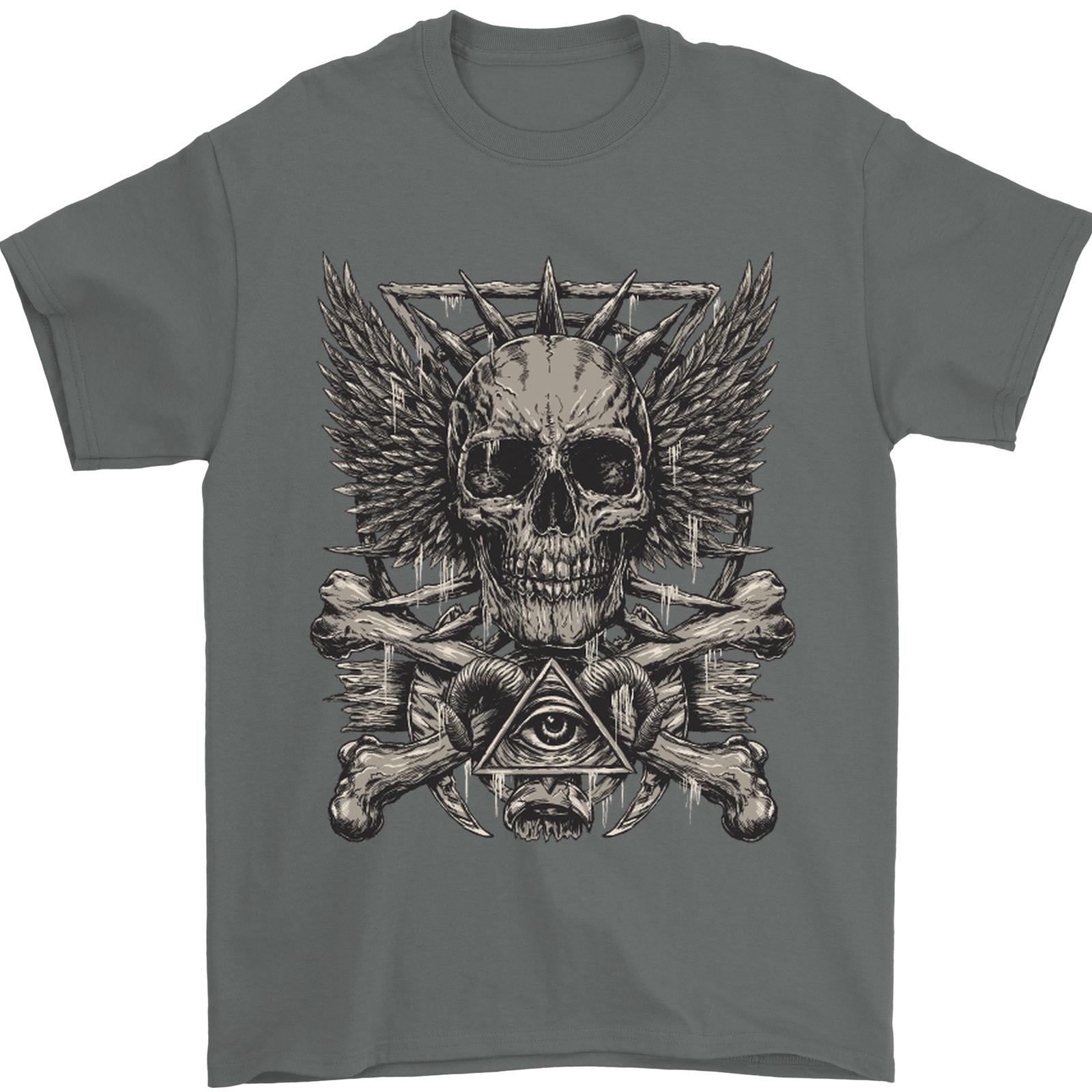 Heavy Metal Skull Rock Music Guitar Biker Mens T-shirt Cotton XL