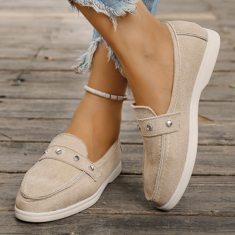 fashion Fashion Rivet Flat Women's Shoes Spring Autumn Faux Leather Suede Casual Flats Soft Bottom Comfortable Women Loafers