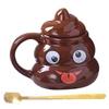 Creative Prank Ceramic Mugs,Personalized Coffee Cup with Spoon for Birthday Gifts,480ml Funny Poop Water Cup for Christmas Gift