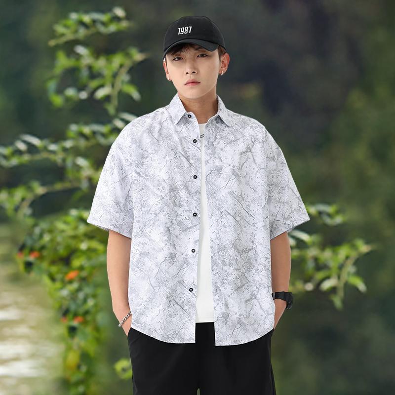 

Summer Shirt Men s Thin Loose Casual Short Sleeved Shirt Jacket XL білий