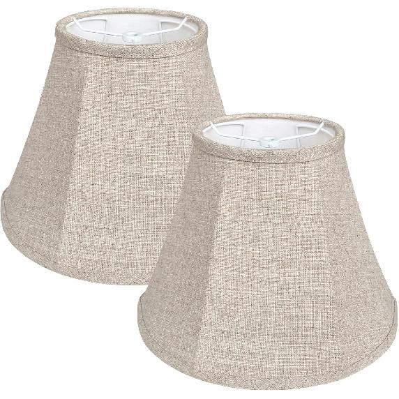 Double Brown Lamp Shade Set of 2, TOOTOO STAR Large Barrel Lampshade for Floor Light and Table Lamp 6x12x8.5 inch, DIY Fabric Natural Linen Hand