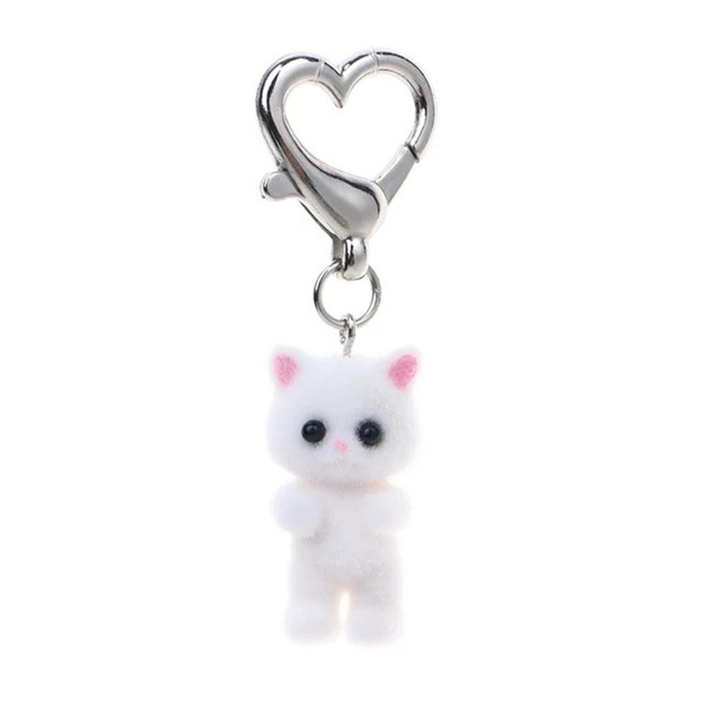 

1pcs Sweet 3D Flocking Kitten Keychain Cat Couple Mobile Phone Pendant Car Keyring Earphone Backpack Charms Bag Decor