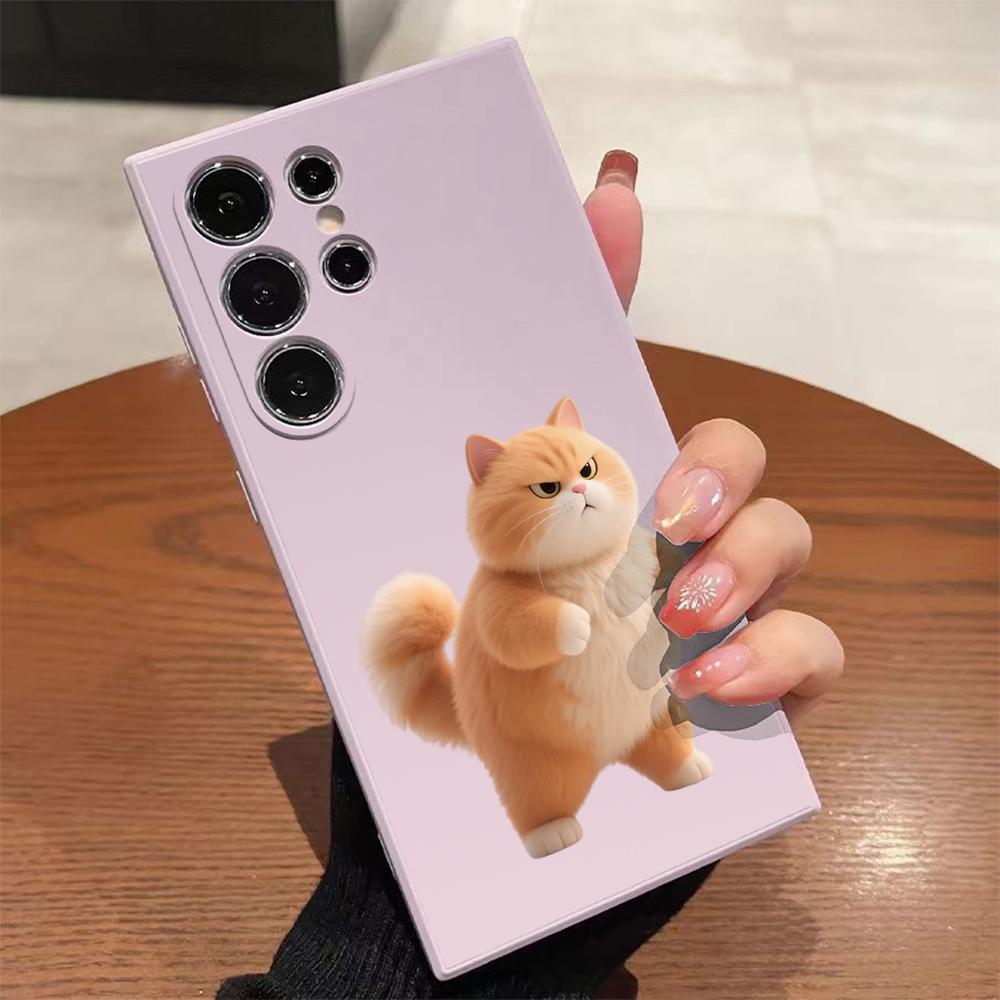Angry Fat Cat Pattern For Samsung Galaxy S25 S24 Ultra S23 S22 S21 S20 Ultra FE Plus Note 10 20 Lite Fashion Soft Cover