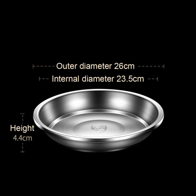 304 Stainless Steel Dinner Plates Multipurpose Deep Plate Round Tray China Style Dining Plate