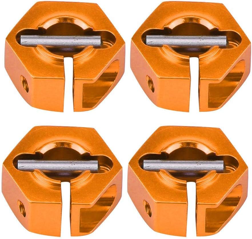 4Pcs 12mm Hex Wheel Hub Adapters – Universal for 1/10 RC Cars HSP Sakura – 5mm Height, Orange