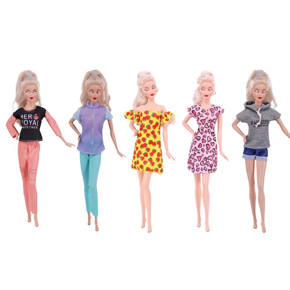 

5 шт./упак. Модная одежда для кукол 30 см 1/6 Аксессуары для платьев кукол Повседневный топ и брюки Игрушки для переодевания для детей no doll