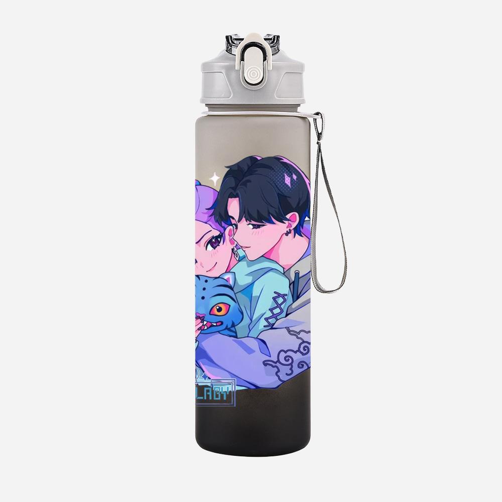 750Ml Water Bottler Anime K-Pop Demon Hunters Printed Character Water Cup Large Capacity Outdoor Portable Rope Drinking Bottle for Boy Girl Gift