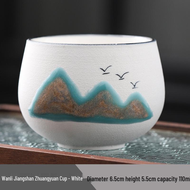 Guochao Hand-Painted Ten Thousand Li Rivers & Mountains Tea Set - Creative Gift Box with Tea Cups