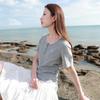Sancai Women's Embroidered Slim Fit Round Neck T-Shirt