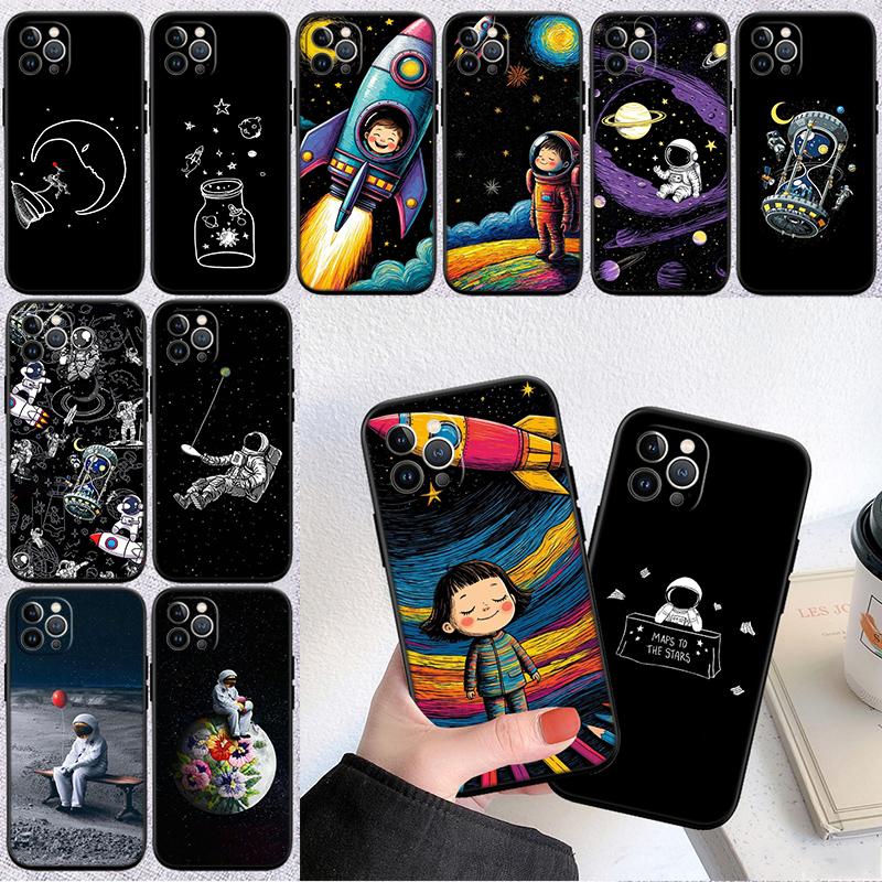 BH4 Astronaut Planet Space Moon Phone Case for Samsung Galaxy S20 S21 S22 Ultra FE + Plus A21S A22 A24 A25 A26 A30 A30S A31
