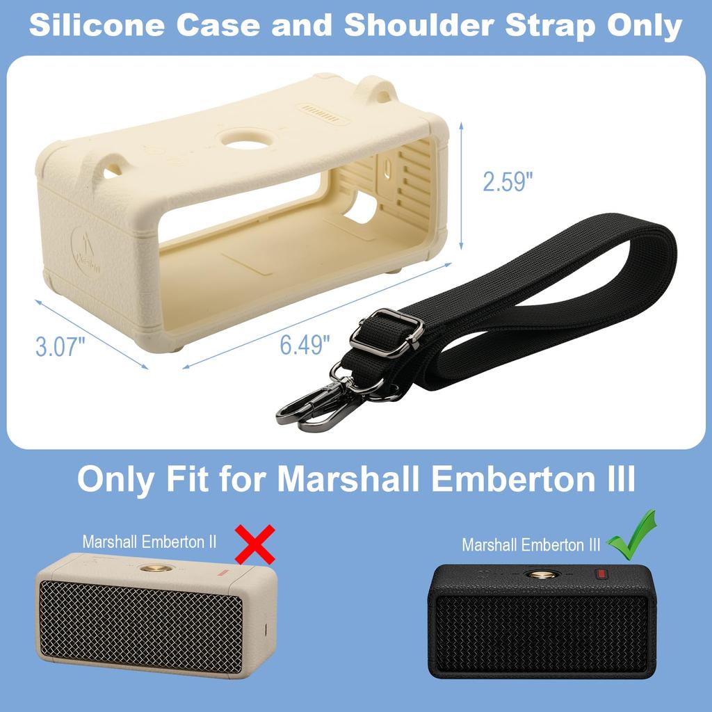 Speaker Protective Cover Anti-Scratch Silicone Portable Shell Shockproof Speaker Cover for Marshall Emberton III Speaker