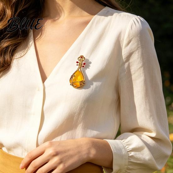 Decorative Lapel Pin Lute Brooch for Women Vintage Chinese Musical