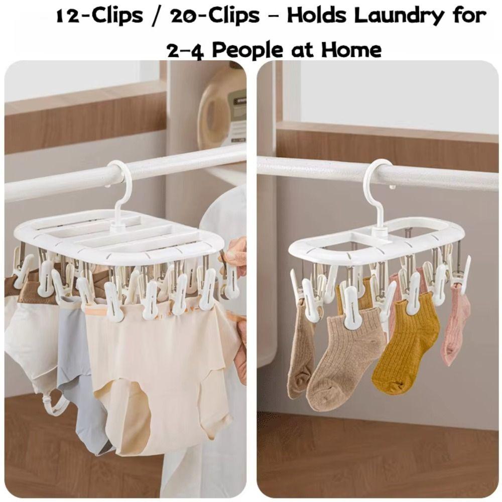 Thickened Design Sock Drying Rack 12/20 Clips Socks Organizer Holder Home Laundry