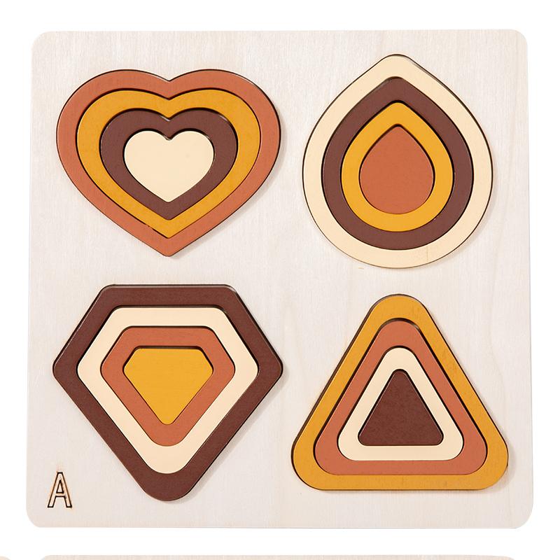 Educational Wooden Geometric Shapes Game Montessori Learning Math Jigsaw Puzzle Board for Kids Sorting Stacking Cognition Toys