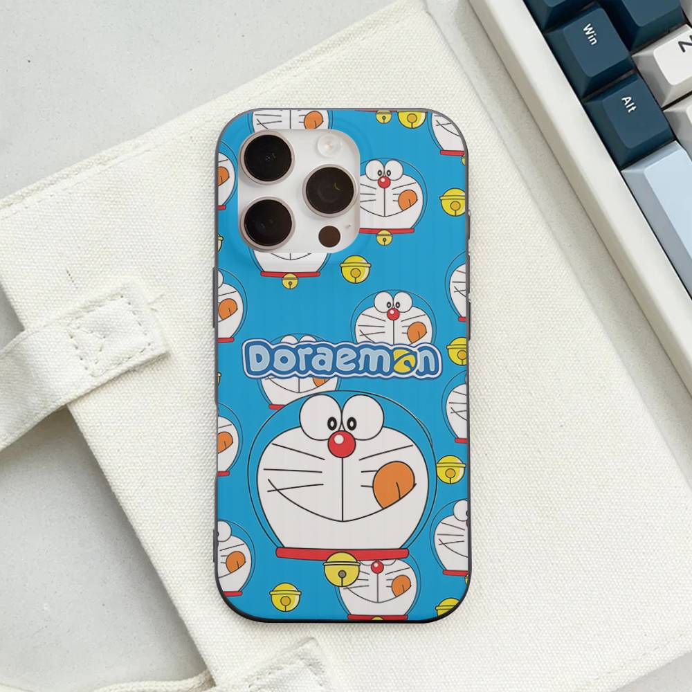 Cartoon D-Doraemons Corrugated Pattern For IPhone 17 16 15 14 13 12 11 16 Pro Max Plus Pro Non-slip Phone Cover