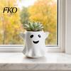 Halloween Style Green Plant Pot Ghost Flowerpot, Waterproof Resin Vase, Spooky Cute Planter Desktop Ornament, for Plants Holiday Decoration
