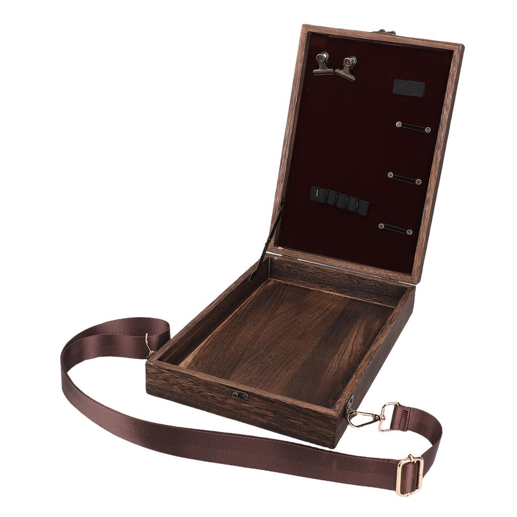 Writers Messenger Wood Box Multifunctional Wooden Handmade Postman Bag Portable Artist Tool Bag Painting Brush Tool