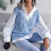 College Casual Loose Knit Vest Fashion Women's Hollow V-neck Sweater