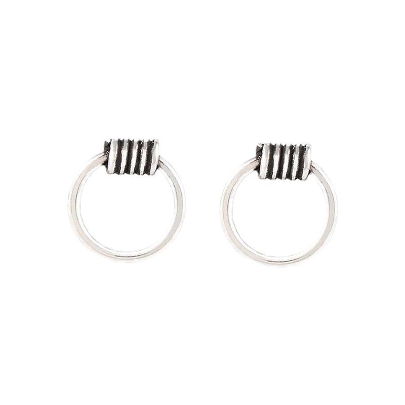 S925 Silver-plated Stud Earrings Suitable for Small Earlobes Women's Simple Hong Kong Trend Men's Mini Small Retro Personality Spring Earrings