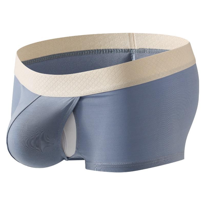 Sexy Men'S Boxers Bullet Separation Pouch Underwear Thin Breathable Open Side Panties High Elastic Summer Bikini Slip Homme