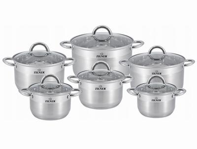 Set of Steel Pots 12 Pieces ZILNER ZL-8109