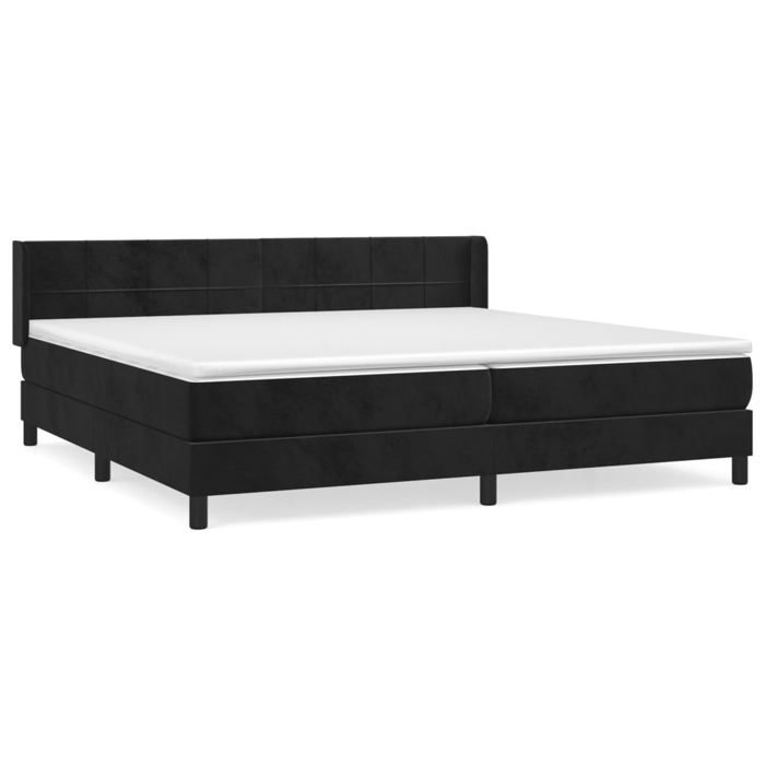 3130981 vidaXL Divan Bed and Mattress Black 200x200 Cm Velvet