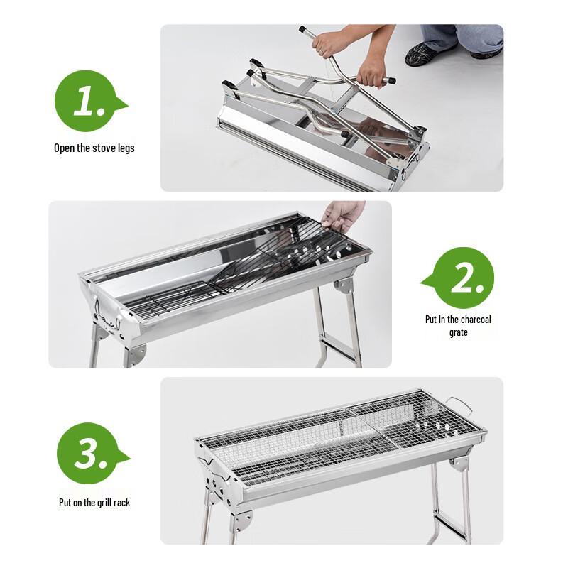 Tri-polar Outdoor Portable Folding Stainless Steel BBQ Grill