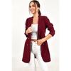 Women's Professional Blazer Coat Solid Color Casual Double Breasted Mid Length Blazers Suit Jacket