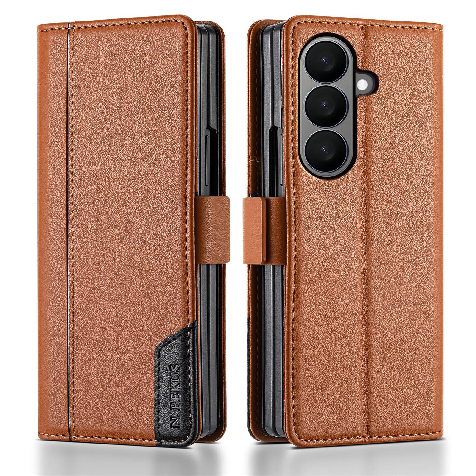 

Card Slot Holder Cover Wallet Flip Phone Case For Samsung Galaxy Z Fold 7 6 5 4 3 Fold7 Fold6 Fold5 Fold4 Fold3 5G RFID Blocking Galaxy Z Fold6
