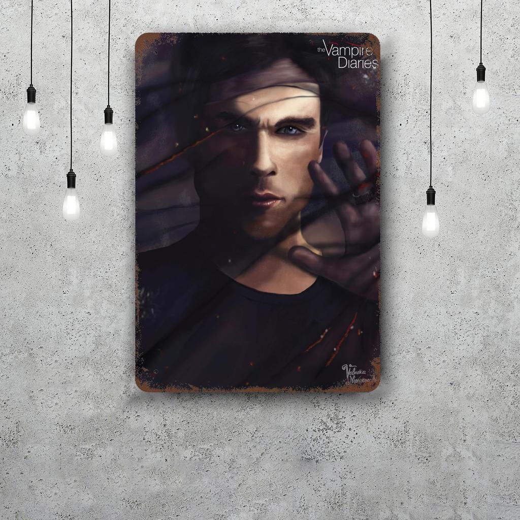Damon Salvatore Decor Poster Vintage Tin Sign Metal Sign Decorative Plaque for Pub Bar Man Cave Club Wall Decoration